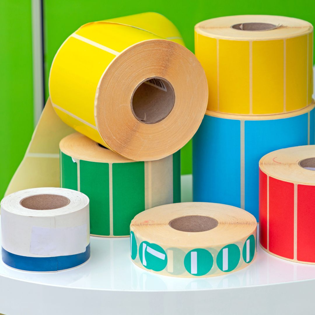 rolls of tape and labels